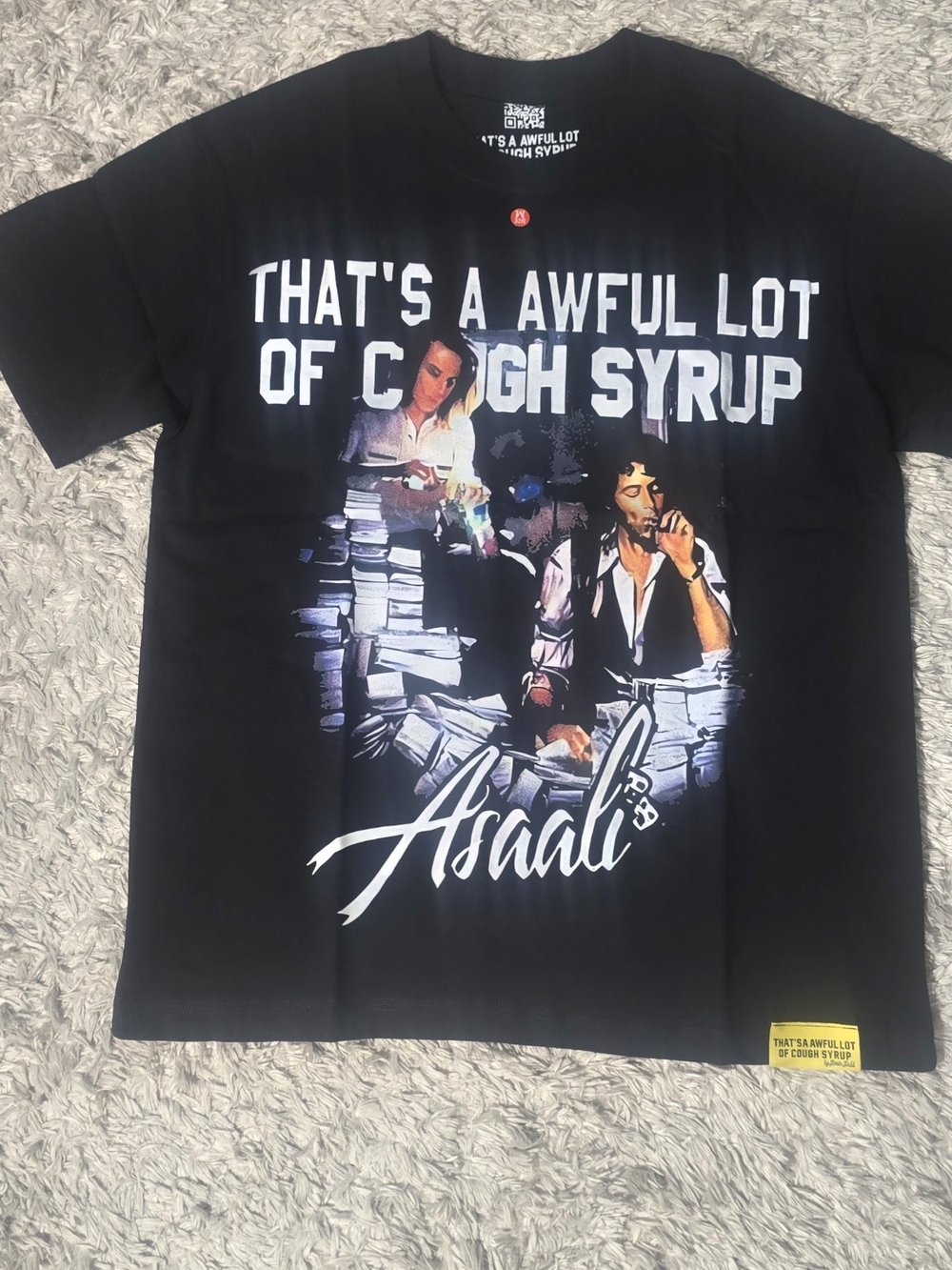 Men's Black Graphic Tee - "That's A Awful Lot Of Cough Syrup"